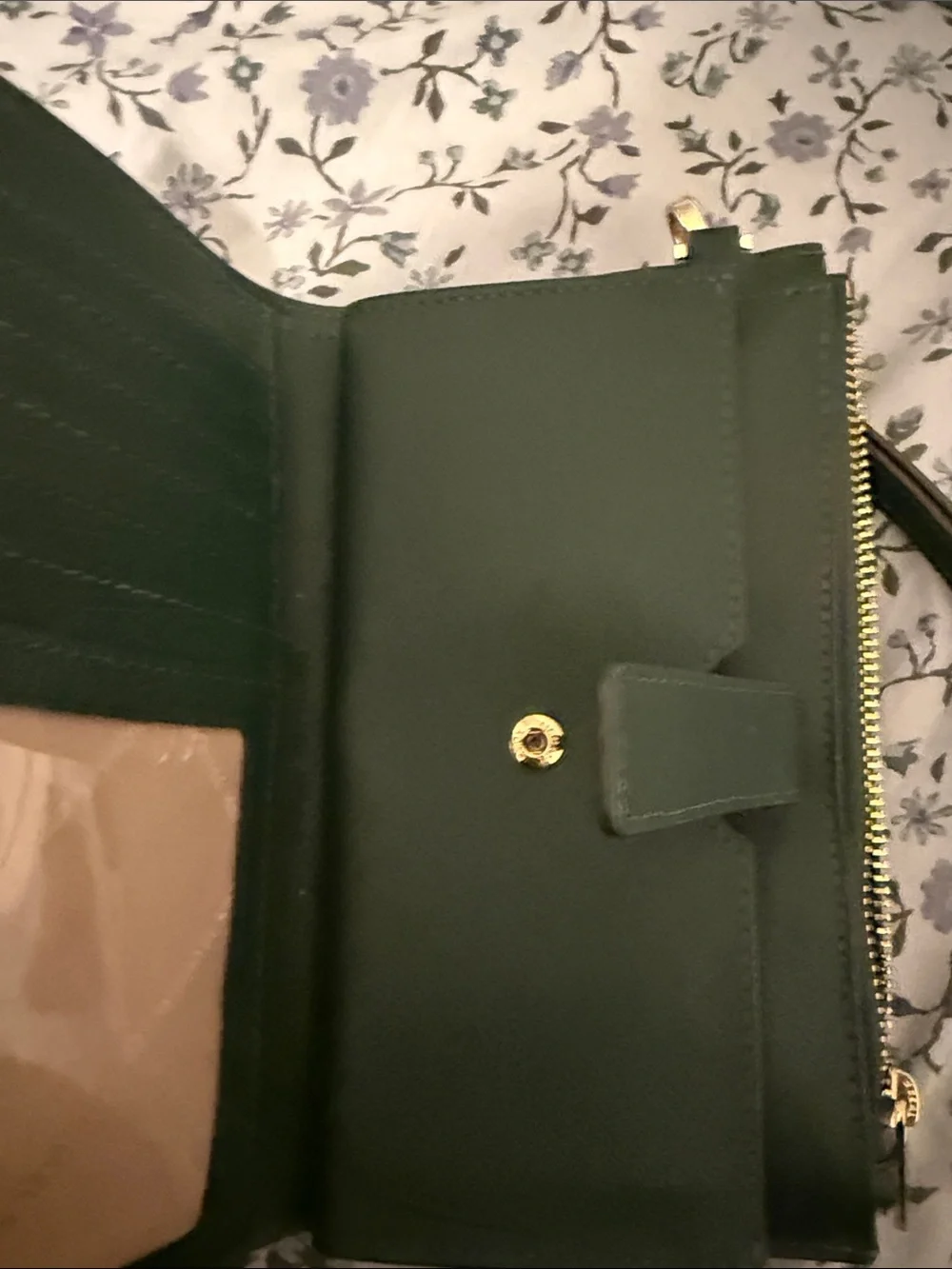 Michael Kors Forest Green Saffiano Leather Wallet with Gold Hardware